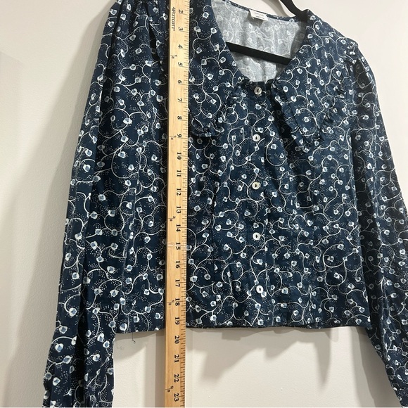 AritziaWIilfred blythe blouse ruffled prairie statement collar blue floral small - Picture 12 of 12